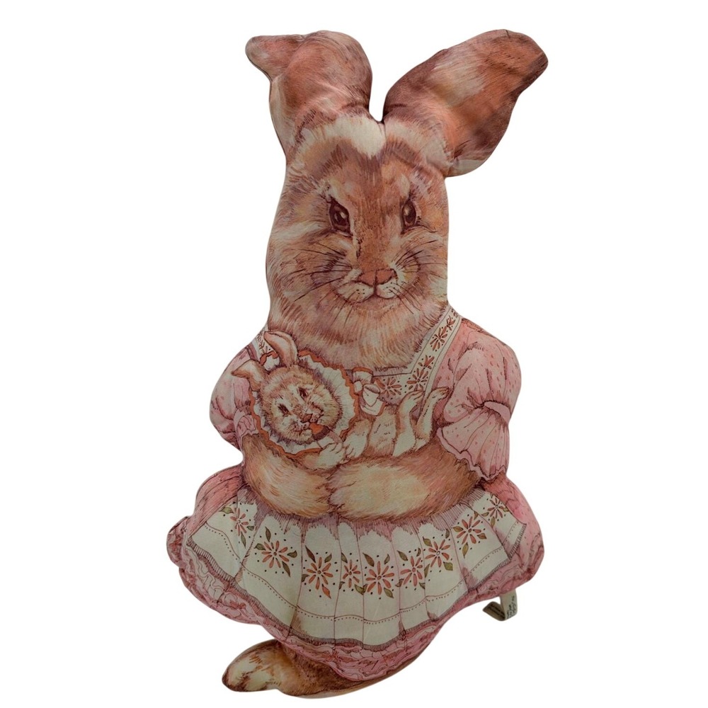 Evelyn Gathings Martha Rabbit and Baby Eugene 15" Tall Pillow *Spot on Apron